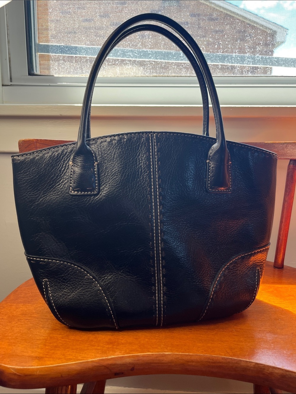 Vintage Fossil Sedona Small Black Leather Satchel Bag ZB9018 EUC Like New - Picture 2 of 9